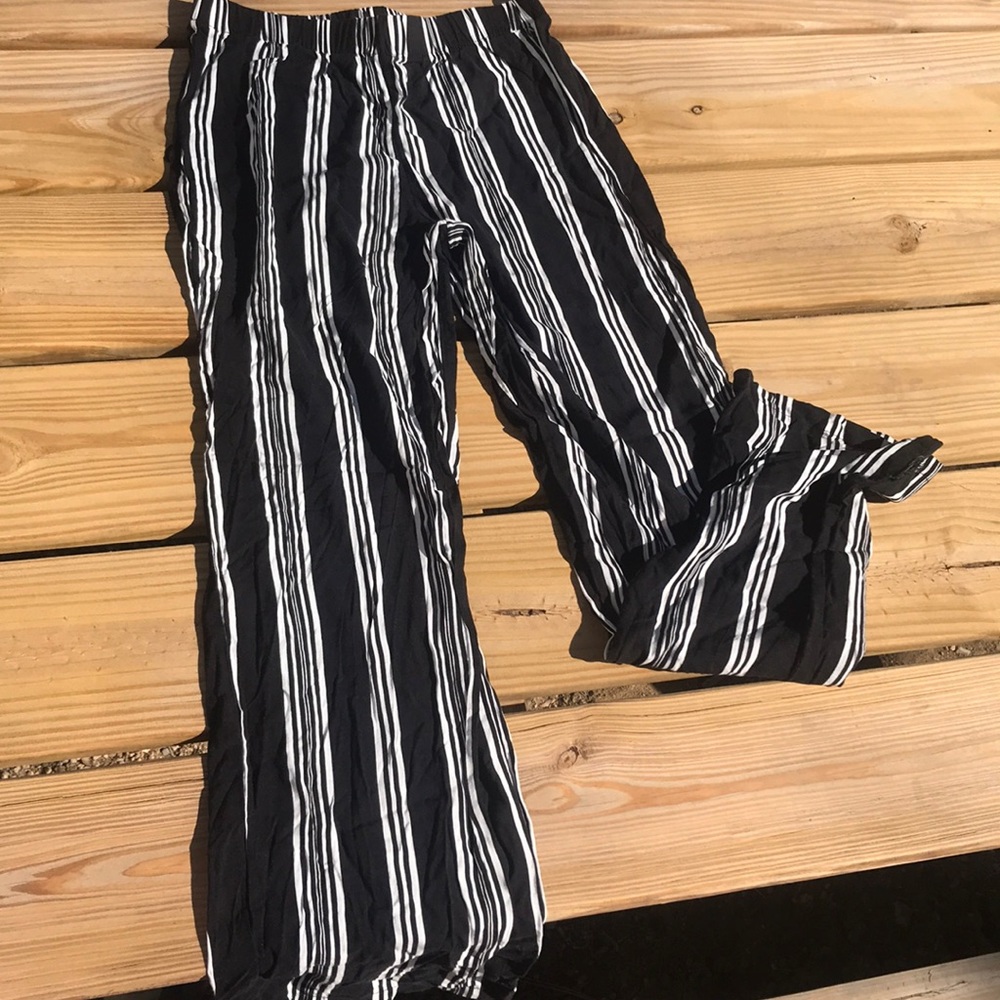 Black and white rayon dress pants